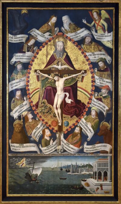 tableau de Maitre de la Loge de Mer intitulé Retable de la Trinité de 1489.