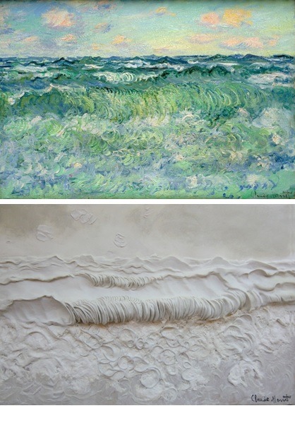 Marine, Pouvourville, Monet - 2) Transposition tactile de Marine, Pourville de Claude Monet