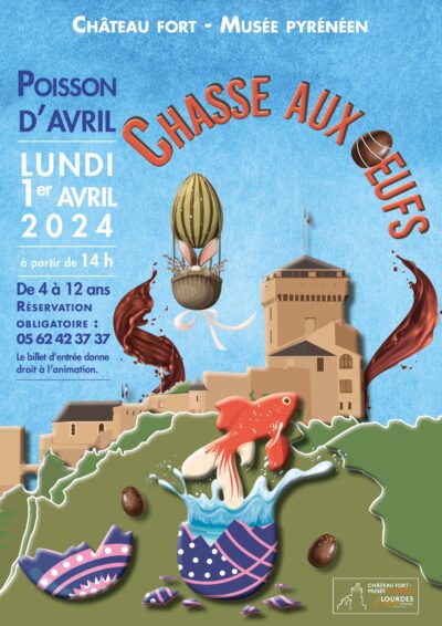 Affiche chasse aux œufs 2024 Château fort - Musée pyrénéen