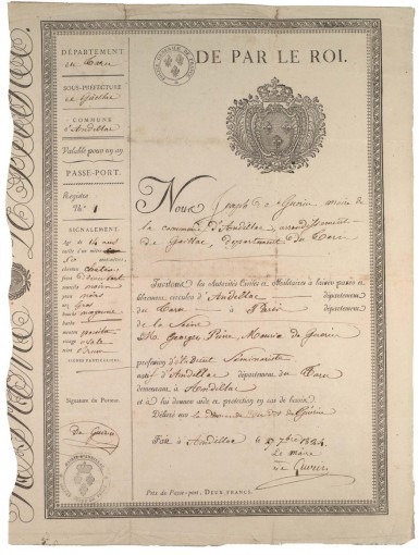 Passeport de Maurice de Guérin