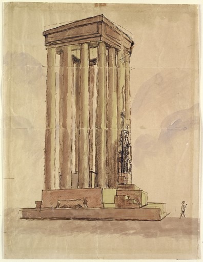 Projet pour le monument aux morts de la guerre de 14-18 à Montauban (de profil avec quatre colonnes)