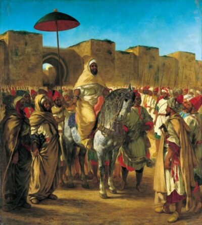 Moulay Abd-Er Rahman sultan du Maroc sortant de son palais de Meknes
