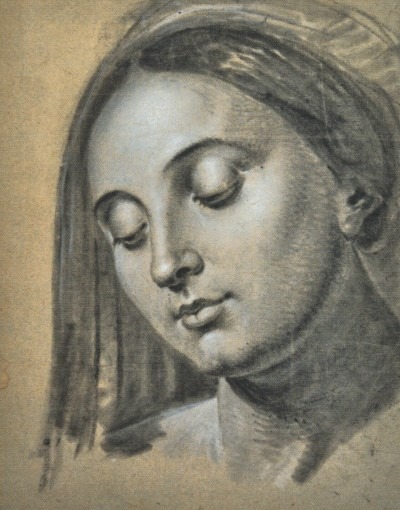 Etude pour le visage de la Vierge. Figure pour La Vierge au chapelet